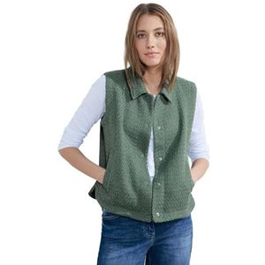 Cecil Bouclé Vest Coat voor dames, Raw Salvia Green, XS