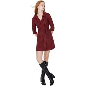 TRENDYOL Dames Woman Midi A-lijn Square Collar Knit Dress Jurk, rood, 40