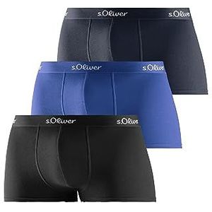 s.Oliver RED LABEL Bodywear LM s.Oliver Hipster Basic Boxershorts, voor heren, 3 stuks, blauw gesorteerd, passend (verpakking van 3 stuks), Blauw gesorteerd., M