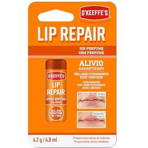 O'Keeffe's Lip Repair lippenbalsem voor droge en gebarsten lippen – 24 uur vocht – zonder geur