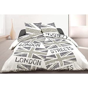 Home Linge Passion - London Streets beddengoedset, 4-delig, 100% katoen, grijs, 240 x 300 cm