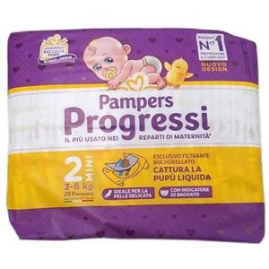 Pampers Progressi Mini + 500 extra knuffelstrips, maat 2 (3-6 kg), 112 luiers (voorraad)