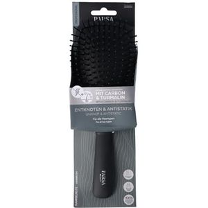 PARSA Beauty Professionele borstel met werkzame stoffen carbon + toermalijn (grote paddlebborstel), perfect gladmaken zonder vliegend haar, ontwarringsborstel met gecarboniseerde nylon stiften