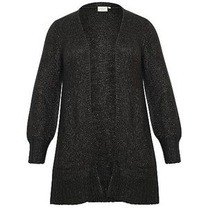 Kaffe Curve Plus-Size Dames Open Vest Lange Mouwen Regular Fit Zakken Dames, Zwarte melange, S grote maten