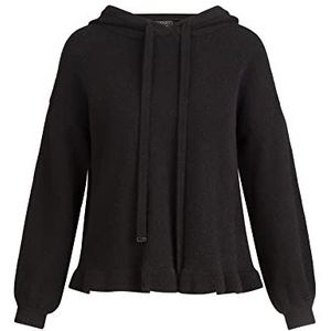 ApartFashion APART gebreide hoodie met volant zoom met capuchon, zwart, normaal, zwart, M