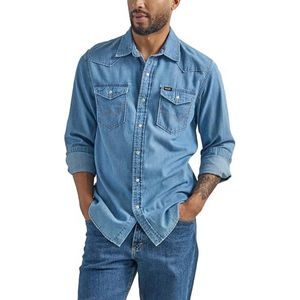 Wrangler Iconisch denim shirt met normale pasvorm voor heren, XL
