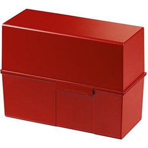 HAN Indexbox DIN A5 liggend, voor 450 kaarten met stalen scharnier, rood