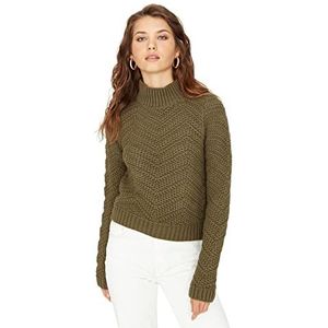 Trendyol Coltrui voor dames, effen Regular Sweater, Khaki, L, kaki, L