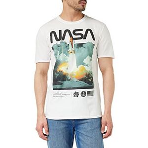 Nasa Heren Lift Off T-Shirt, Wit, X-Large