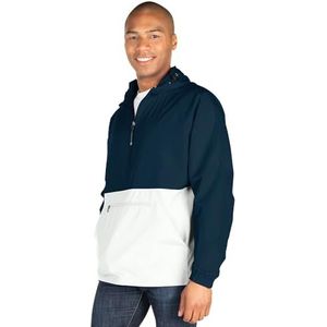 Charles River Apparel Pack-N-Go Wind & Water-Resistant Pullover (Reg/Ext Sizes), Navy/White, L