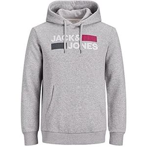 JACK & JONES Heren hoodie 2-pack logo, lichtgrijs gem., XXL
