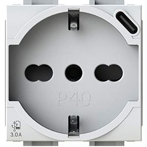 P40 USB3.0 Schuko-stopcontact type P40 met geïntegreerde 3 ampère USB-voeding type C compatibel met Bticino LivingLight wit
