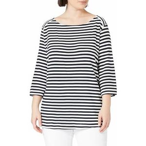 TOM TAILOR Dames Sweatshirt met strepen 1024892, 26484 - Navy White Regular Stripe, 50 Grote maten