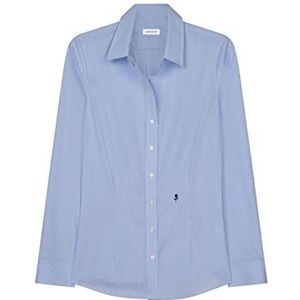 Seidensticker - Damesblouse - Blauw - 100% Katoen - Slim Fit