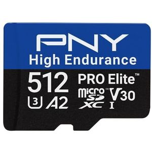 PNY - MicroSDXC 512GB PRO Elite High Endurance - Geheugenkaart - UHS-I - Tot 100/90 MB/s Lezen/Schrijven - 4K UHD