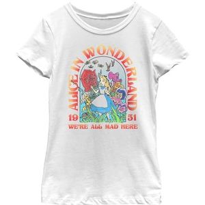 Disney Alice Lockup T-shirt voor meisjes, wit, S