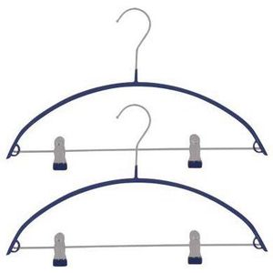 MSV - 241 - Kledinghangers - Donkerblauw - Set van 2 met Klemmen - PVC-coating - Verchroomd Metaal - 41 x 24 x 0,1 cm