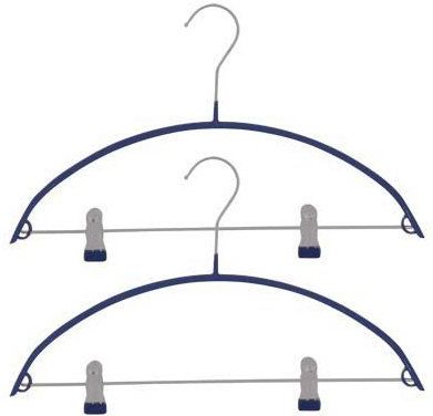 MSV - 241 - Kledinghangers - Donkerblauw - Set van 2 met Klemmen - PVC-coating - Verchroomd Metaal - 41 x 24 x 0,1 cm