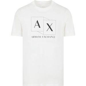 Armani Exchange Heren Slim Fit Mercerized Cotton Jersey AX Box Logo Tee, Off White, M, off-white, M