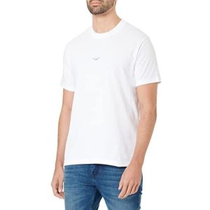 MARC O'POLO DENIM T-shirt voor heren, regular T-shirt met logoprint voor mannen, ronde hals, jersey maat, wit, XL