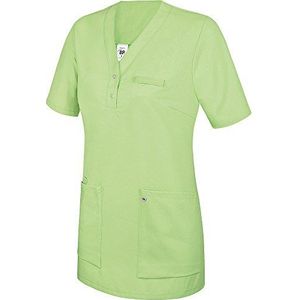 BP 1740-435-78-XS Overtrek-tuniek voor vrouwen, 1/2 mouw, V-hals met smalle drukknoopband, 180,00 g/m² stofmix, lichtgroen, XS