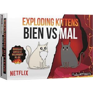 Asmodee - Exploding Kittens: Bien vs Mal - Bordspellen - Kaartspellen - Spelletjes - Sfeerspellen - Familie en Kinderspellen vanaf 7 jaar - 2 tot 5 spelers - Franse versie
