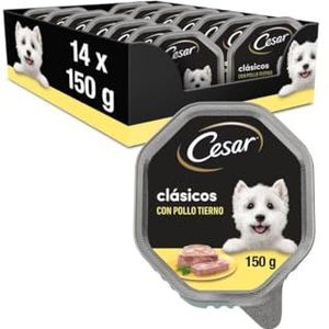 Cesar Adult Dog Wet Food Landragout, 14 Bowls, 14x150g - Premium natvoer voor honden, met kip, groenten en zilvervliesrijst