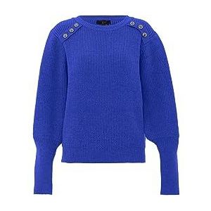 faina Dames trendy trui met schouderknopen acryl koningsblauw maat M/L, koningsblauw, M