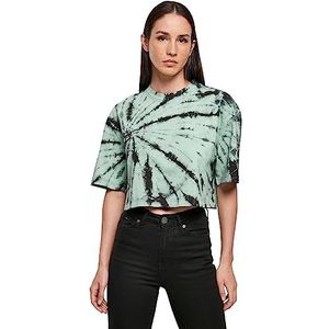 Urban Classics Dames Dames Dames Oversized Cropped Tie Dye Tee T-shirt, zwart/ghostgreen, 3XL
