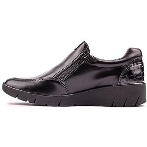 Jana Softline 8-24663-41 Comfortabele extra brede comfortabele schoen sportieve alledaagse schoenen vrije tijd slippers, zwart uni, 36 EU Breed