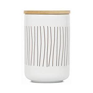 Birambeau - Opbergdoos – container van keramiek – kruidendoos – ideaal voor het bewaren – deksel bamboe – 500 ml