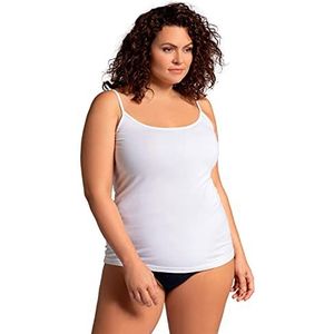 Ulla Popken Dames grote maten plus size hemd, spaghettibandjes, slim, biologisch katoen, mouwloos 790662, sneeuwwitje, 42-44