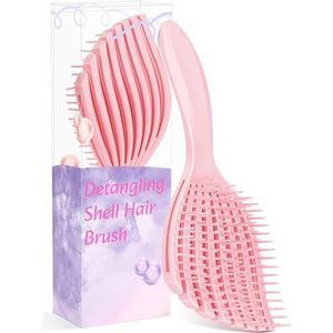Euqvunn Flexibele Roze Borstel, Haarborstel voor Nat & Droog Haar, Pijnloos Ontwarren, Zachte Rubberen Tanden voor Hoofdhuidverzorging, Volume voor Dun Haar