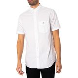 GANT Reg Poplin Ss Shirt voor heren, klassiek shirt met korte mouwen, wit, XXL