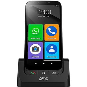 SPC Zeus 4G Pro + behuizing - Smartphone voor senioren | Eenvoudige modus met XXL-symbolen | SOS-knop, afstandsbediening | 4GB RAM, 64GB ROM, Android 11, 13MP camera, laadstation, 5,5"", zwart