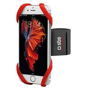 SBS Universele armband voor mobiele telefoons tot 6 inch, verstelbare klittenbandsluiting, ademend, met elastische banden voor smartphones