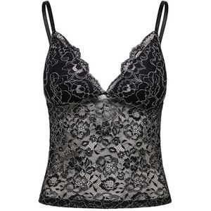 Only Dames Onlchloe Lace Glitter Singlet Top Acc, Zwart, L, zwart, L