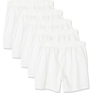 Amazon Essentials Boxershort van geweven katoen voor heren (verkrijgbaar in Big &Tall), pak van 5, wit, 3X-Large
