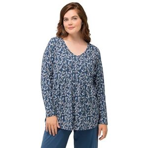 Ulla Popken Nachtjapon met print voor dames, blauw, 42/44