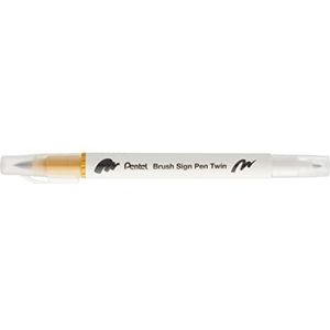 Pentel Penseel Sign Pen Twin Tip Goud Oker - Pack van 10