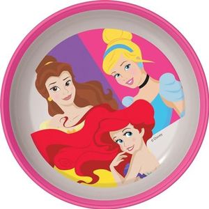 Disney roze en witte kom voor meisjes van kunststof, prinsessen, Assepoester, Ariel Belle, met antislip onderkant