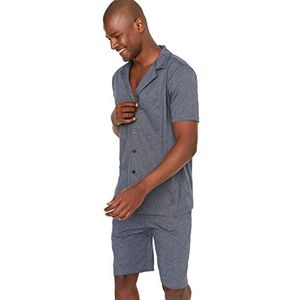 Trendyol Mannen Regular Fit Gebreide Pyjama Set voor heren, marineblauw, M