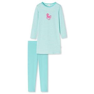 Schiesser Meisjespyjama lange pyjamaset, turquoise, 116 cm