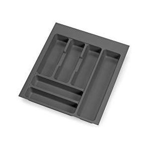 Emuca - Besteklade, keukenlade organizer, bestekbak, 6 vakken, 45cm module, plastic, antraciet grijs