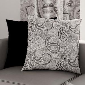 PETTI Artigiani Italiani - Paar kussenslopen 65 x 65 cm, van microvezel, decoratief kussen voor slaapkamer, bank, woonkamer, set van 2 kussenslopen, paisley kussenslopen, zwart, 100% Made in Italy