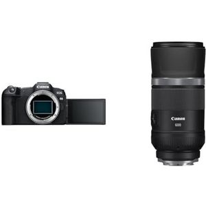 Canon EOS R8|24.2MP full-frame spiegelloze camera|Alleen behuizing |Tot 40 fps continu|Dual Pixel CMOS AF II|4K tot 60p|Vari-hoekscherm|Bluetooth & WiFi & Canon RF 600mm F11 IS STM,Zwart
