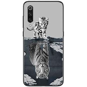 Beschermhoes voor Xiaomi Mi9, motief: Kat met tijger, wit