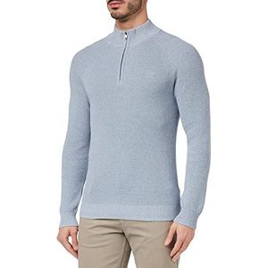 Hackett London Men's Mouline HZIP Pullover Sweater, Chambray/Ecru, L