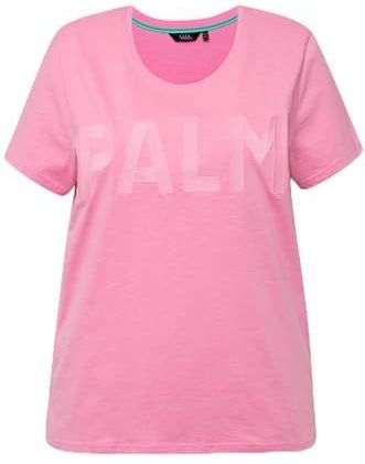 Ulla Popken - Shirt - Lichtroze - Jersey - Ronde Hals - Kwartmouw