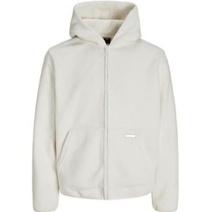 JACK & JONES Jcogrid Fleece Sweat Zip Hood, cloud dancer, XL